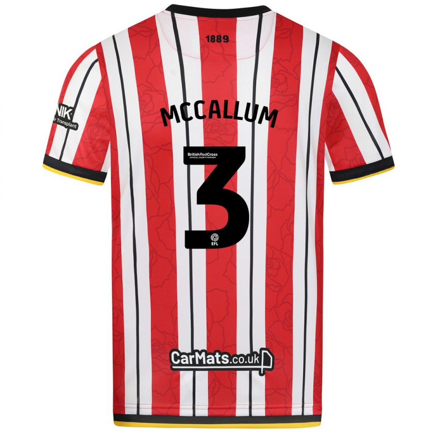 Homem Camisola Sam Mccallum #3 Listras Brancas Vermelhas Principal 2024/25 Camisa Brasil