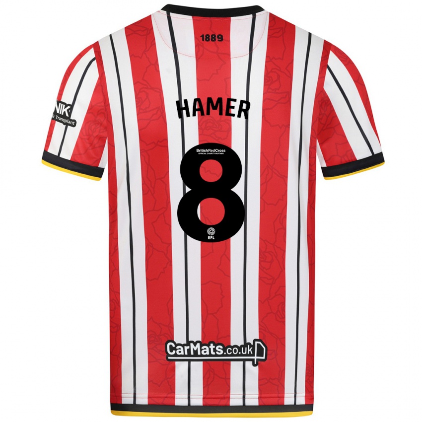 Homem Camisola Gustavo Hamer #8 Listras Brancas Vermelhas Principal 2024/25 Camisa Brasil