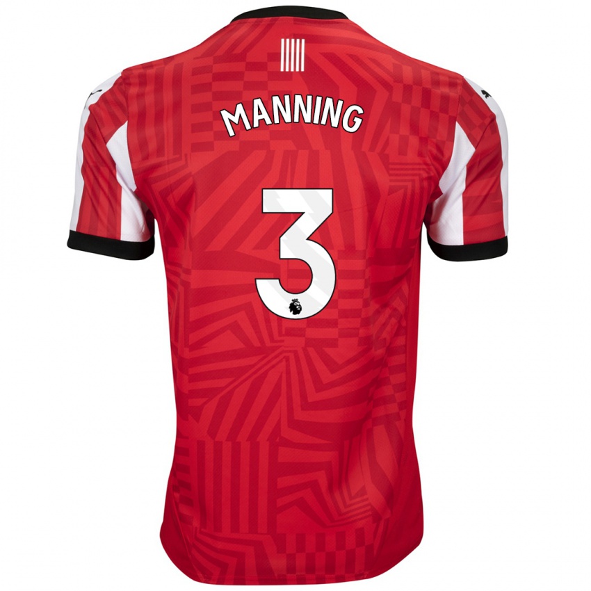 Homem Camisola Ryan Manning #3 Vermelho Branco Principal 2024/25 Camisa Brasil