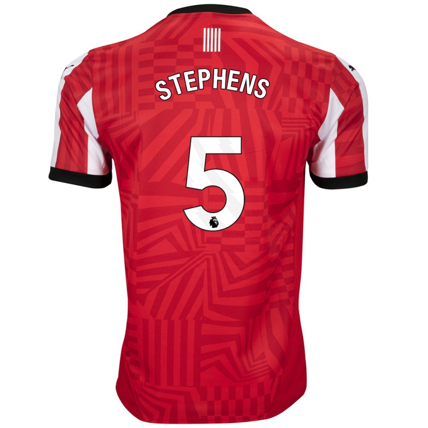 Homem Camisola Jack Stephens #5 Vermelho Branco Principal 2024/25 Camisa Brasil