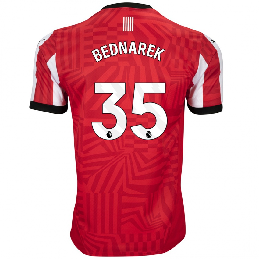 Homem Camisola Jan Bednarek #35 Vermelho Branco Principal 2024/25 Camisa Brasil