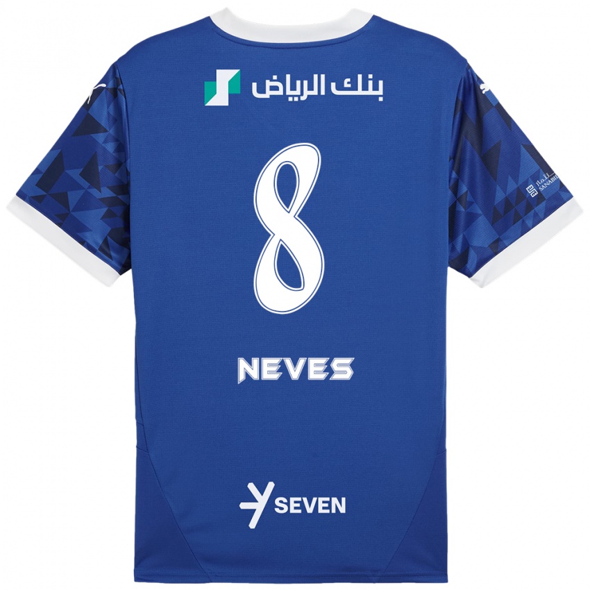 Homem Camisola Ruben Neves #8 Azul Escuro Branco Principal 2024/25 Camisa Brasil