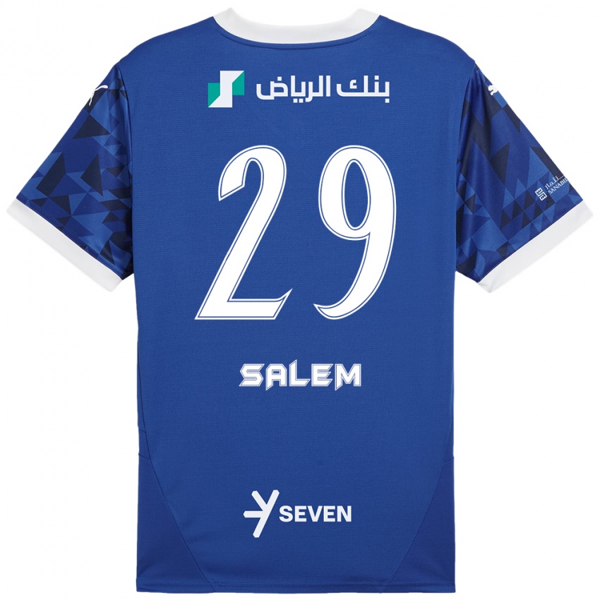 Homem Camisola Salem Al-Dawsari #29 Azul Escuro Branco Principal 2024/25 Camisa Brasil