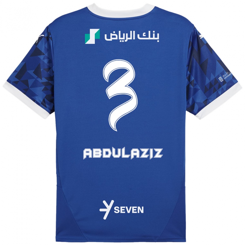 Homem Camisola Al Jawhara Abdulaziz #3 Azul Escuro Branco Principal 2024/25 Camisa Brasil