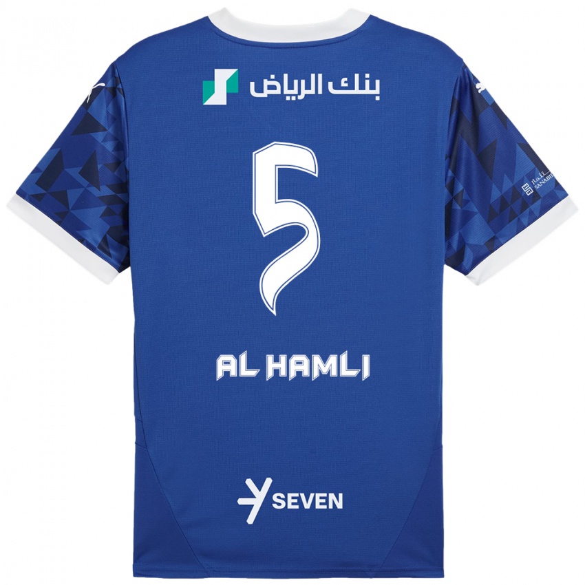 Homem Camisola Noura Al-Hamli #5 Azul Escuro Branco Principal 2024/25 Camisa Brasil