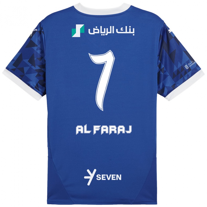 Homem Camisola Salman Al-Faraj #7 Azul Escuro Branco Principal 2024/25 Camisa Brasil