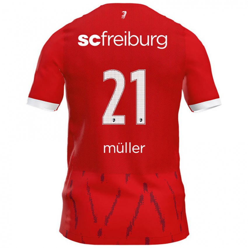 Homem Camisola Florian Müller #21 Vermelho Principal 2024/25 Camisa Brasil