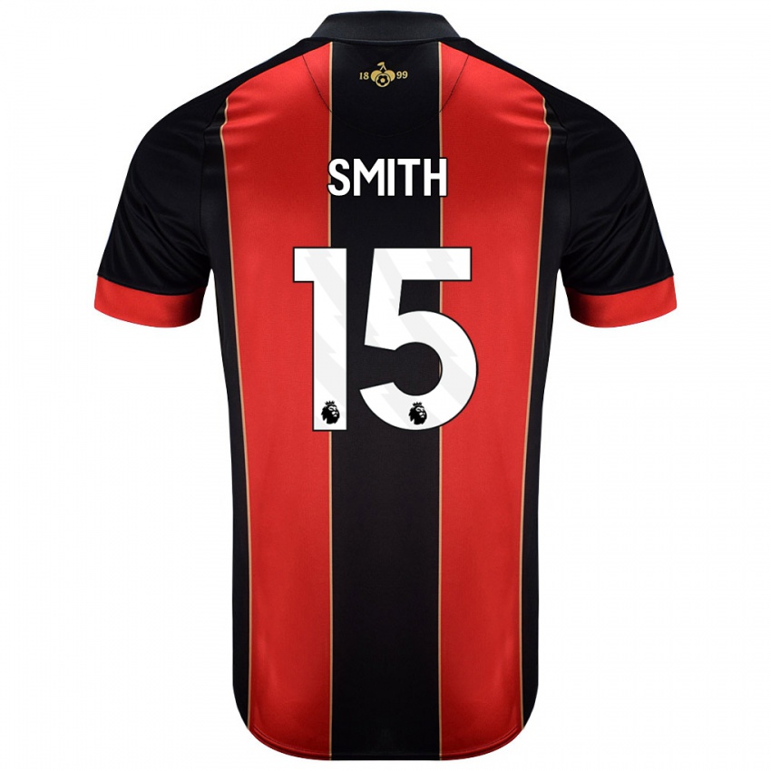 Homem Camisola Adam Smith #15 Vermelho Preto Principal 2024/25 Camisa Brasil