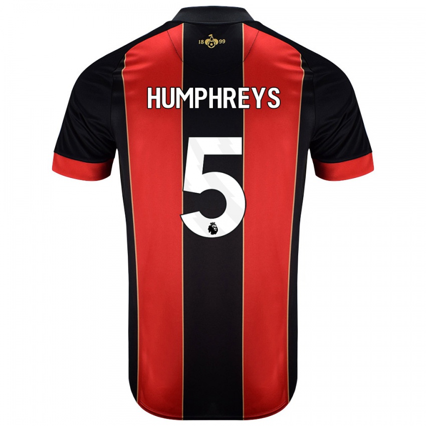 Homem Camisola Holly Humphreys #5 Vermelho Preto Principal 2024/25 Camisa Brasil