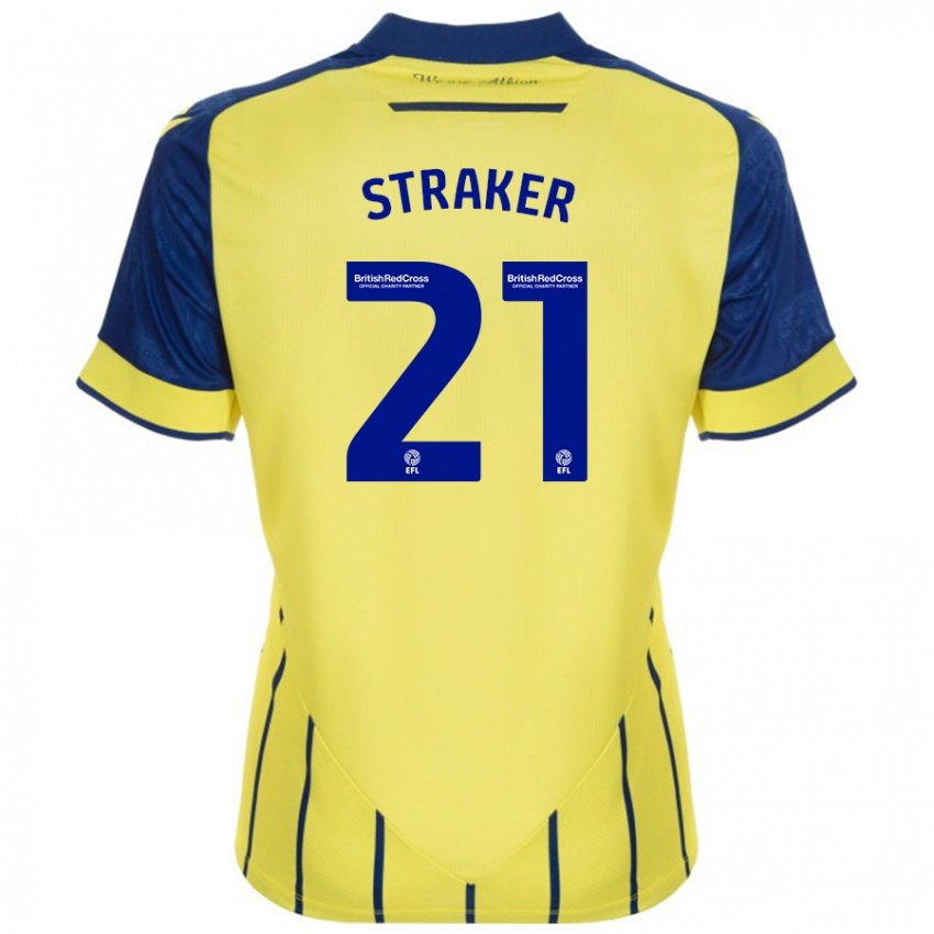 Homem Camisola Jannelle Straker #21 Azul Amarelo Alternativa 2024/25 Camisa Brasil