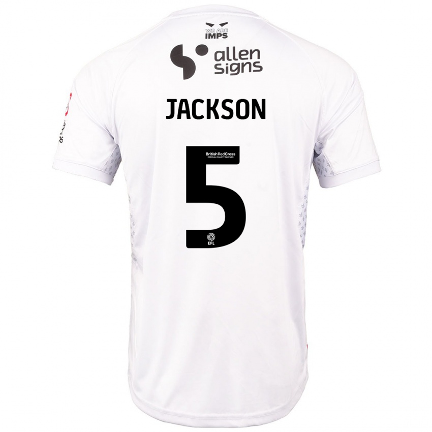 Homem Camisola Adam Jackson #5 Branco Vermelho Alternativa 2024/25 Camisa Brasil