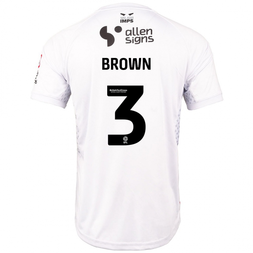 Homem Camisola Jaden Brown #3 Branco Vermelho Alternativa 2024/25 Camisa Brasil