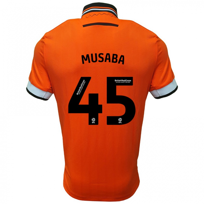 Homem Camisola Anthony Musaba #45 Branco Laranja Alternativa 2024/25 Camisa Brasil