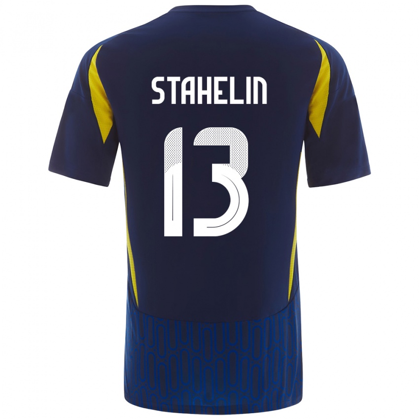 Homem Camisola Izabela Stahelin #13 Azul Amarelo Alternativa 2024/25 Camisa Brasil