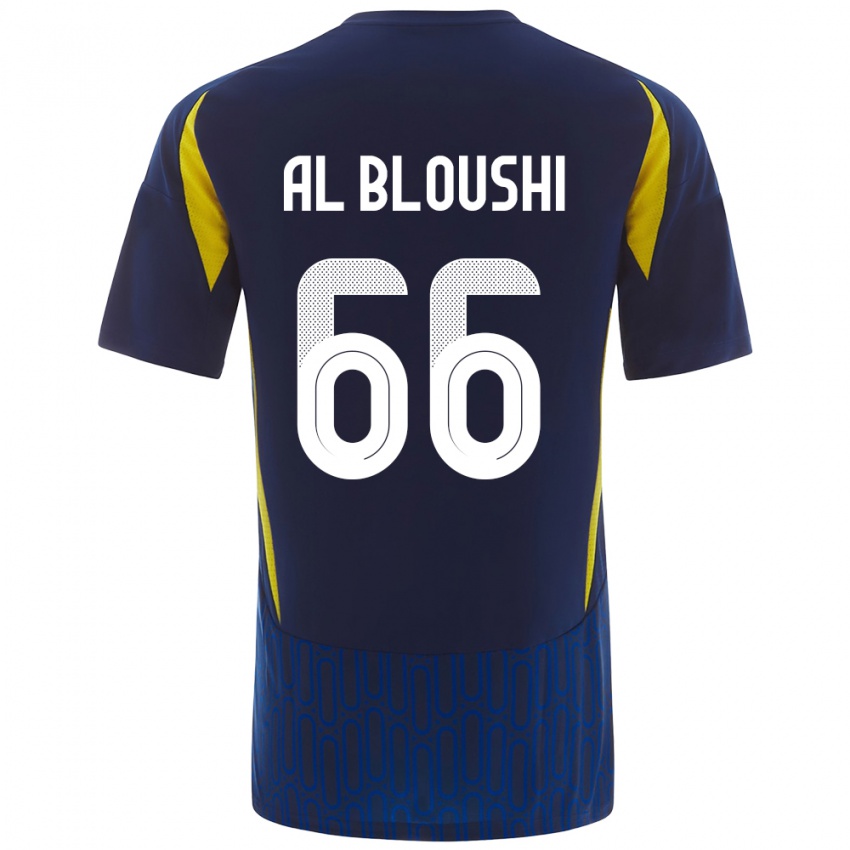 Homem Camisola Reem Al-Bloushi #66 Azul Amarelo Alternativa 2024/25 Camisa Brasil