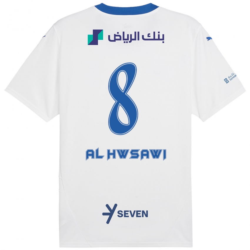 Homem Camisola Al Bandari Al-Hwsawi #8 Azul Branco Alternativa 2024/25 Camisa Brasil