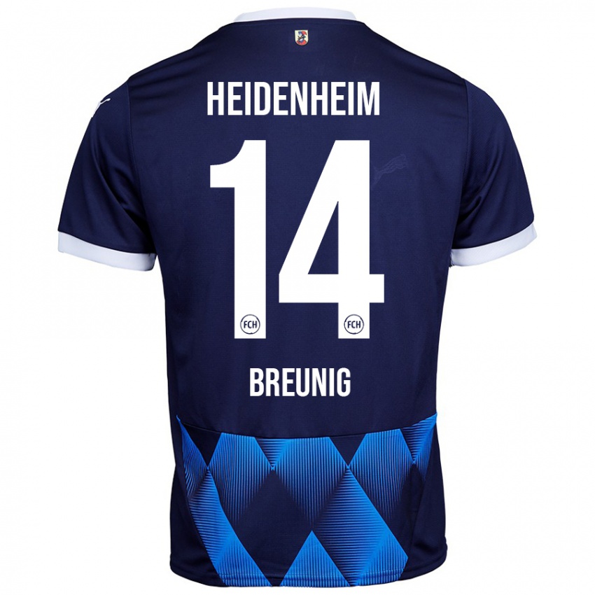 Homem Camisola Maximilian Breunig #14 Azul Da Marinha Escura Alternativa 2024/25 Camisa Brasil