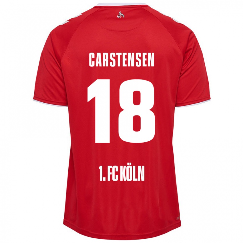 Homem Camisola Rasmus Carstensen #18 Branco Vermelho Alternativa 2024/25 Camisa Brasil