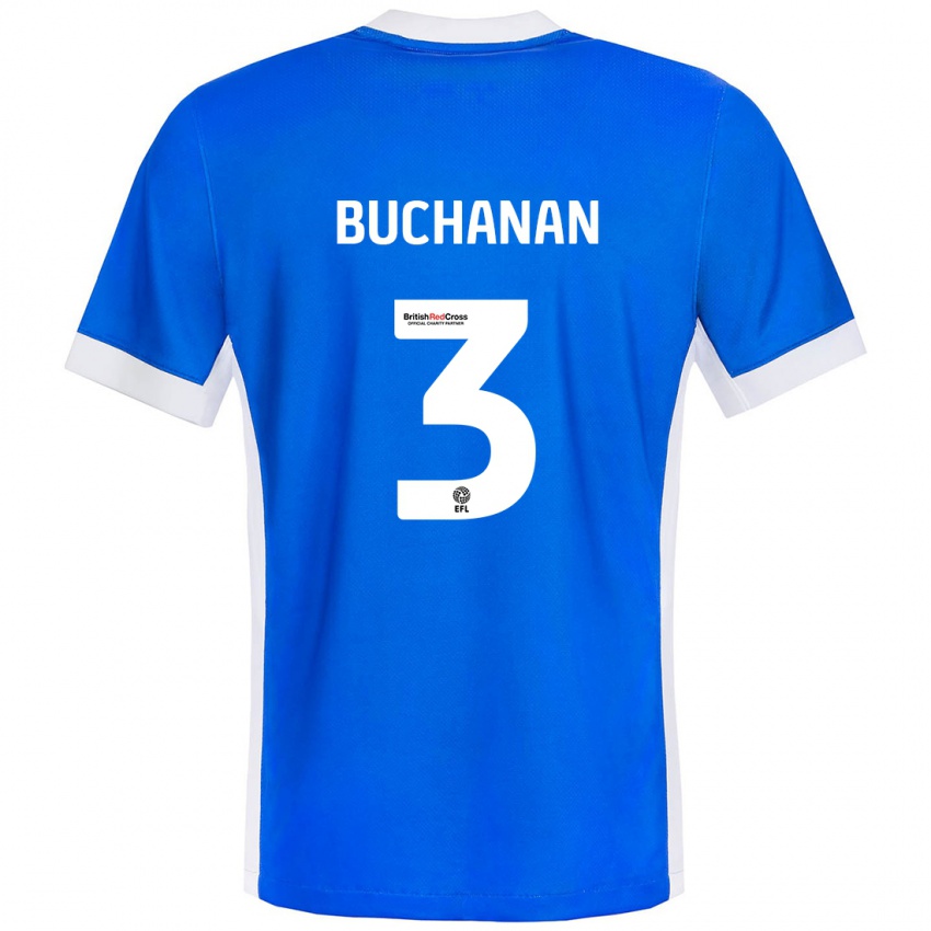 Mulher Camisola Lee Buchanan #3 Branco Azul Principal 2024/25 Camisa Brasil