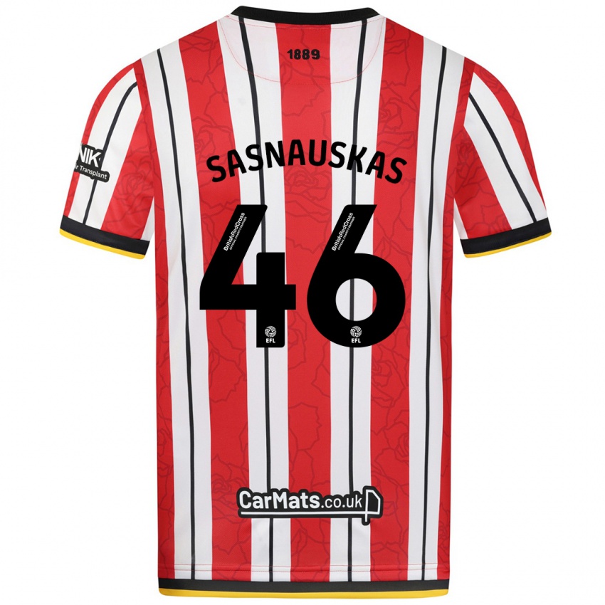 Mulher Camisola Dovydas Sasnauskas #46 Listras Brancas Vermelhas Principal 2024/25 Camisa Brasil