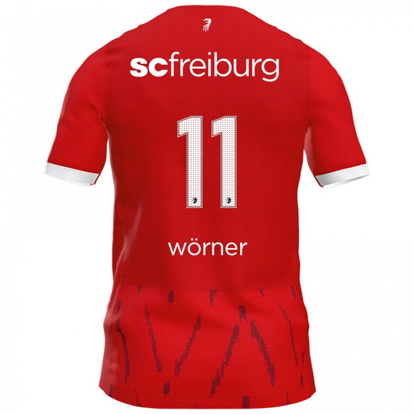 Mulher Camisola Marco Wörner #11 Vermelho Principal 2024/25 Camisa Brasil