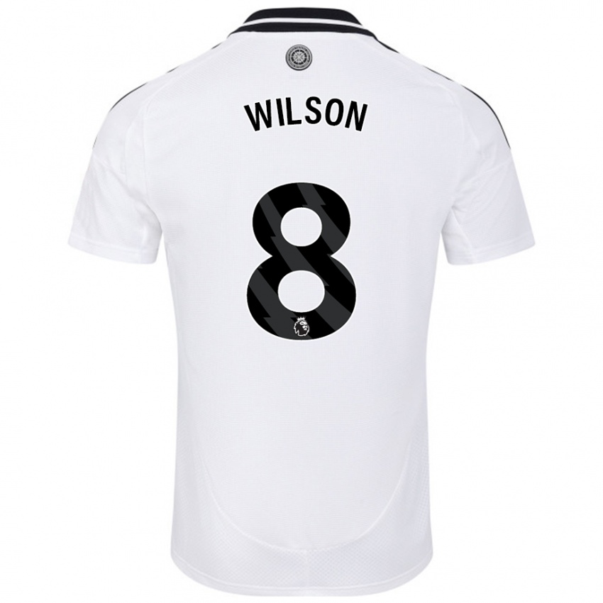 Mulher Camisola Harry Wilson #8 Branco Principal 2024/25 Camisa Brasil