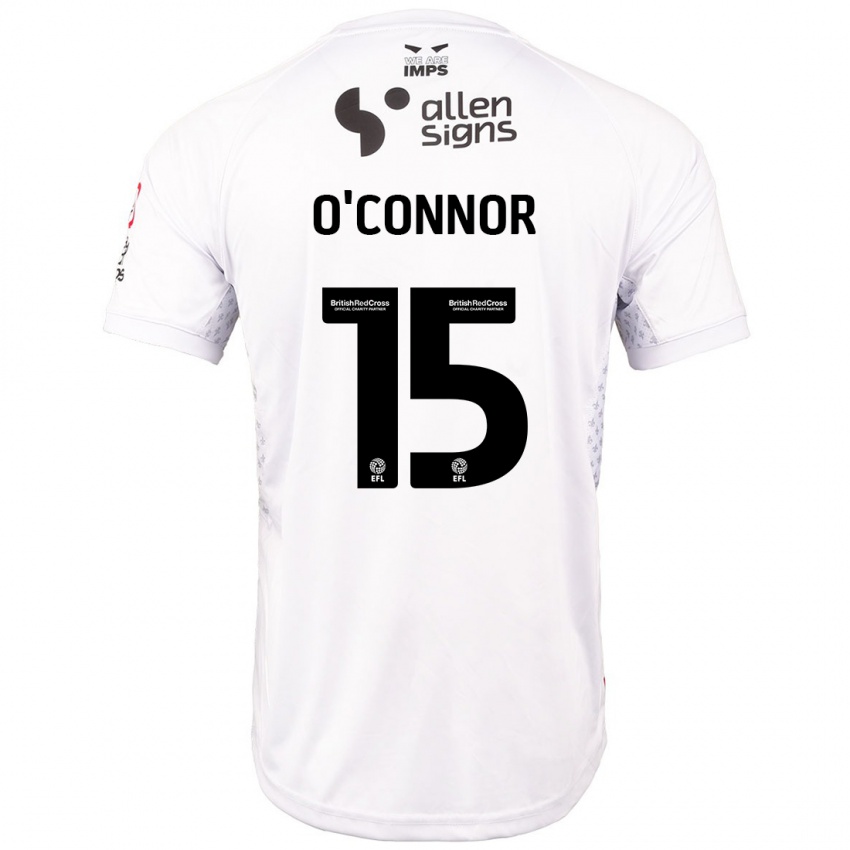 Mulher Camisola Paudie O'connor #15 Branco Vermelho Alternativa 2024/25 Camisa Brasil