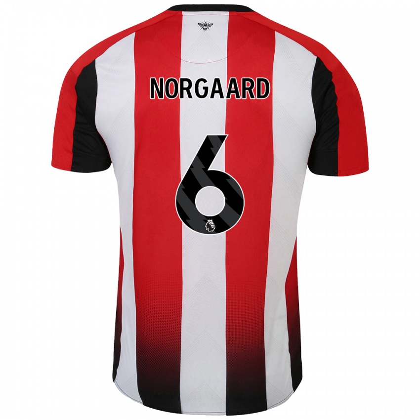 Criança Camisola Christian Nørgaard #6 Vermelho Branco Principal 2024/25 Camisa Brasil