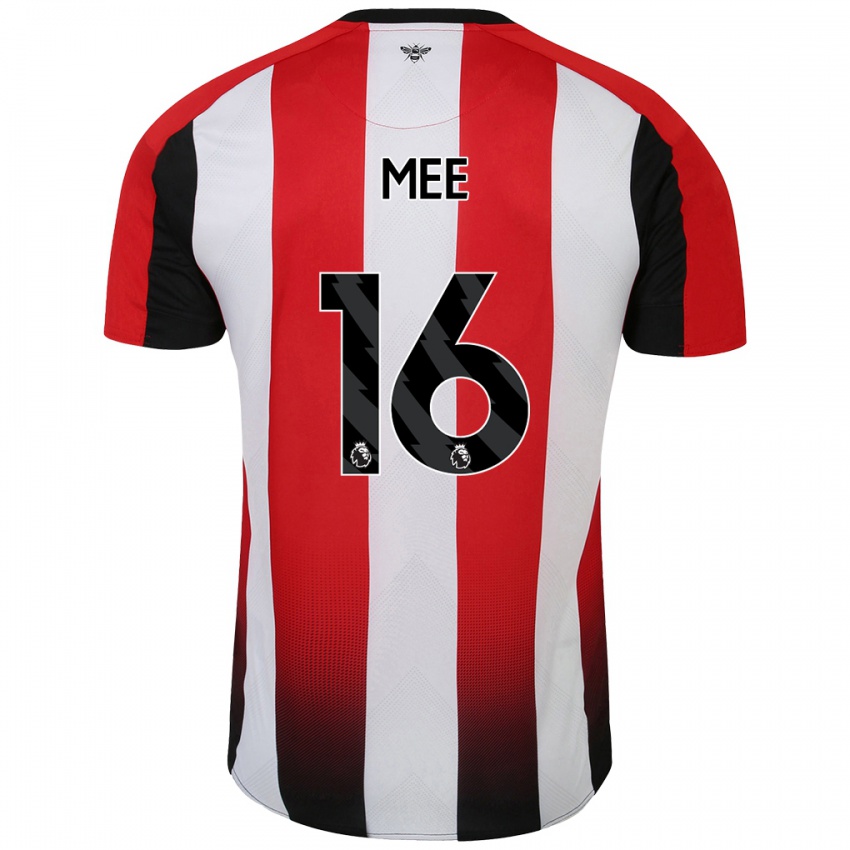 Criança Camisola Ben Mee #16 Vermelho Branco Principal 2024/25 Camisa Brasil