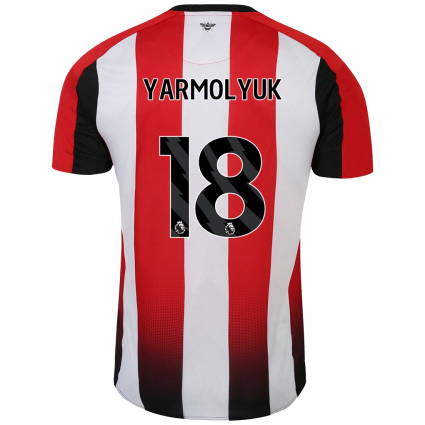 Criança Camisola Yegor Yarmolyuk #18 Vermelho Branco Principal 2024/25 Camisa Brasil