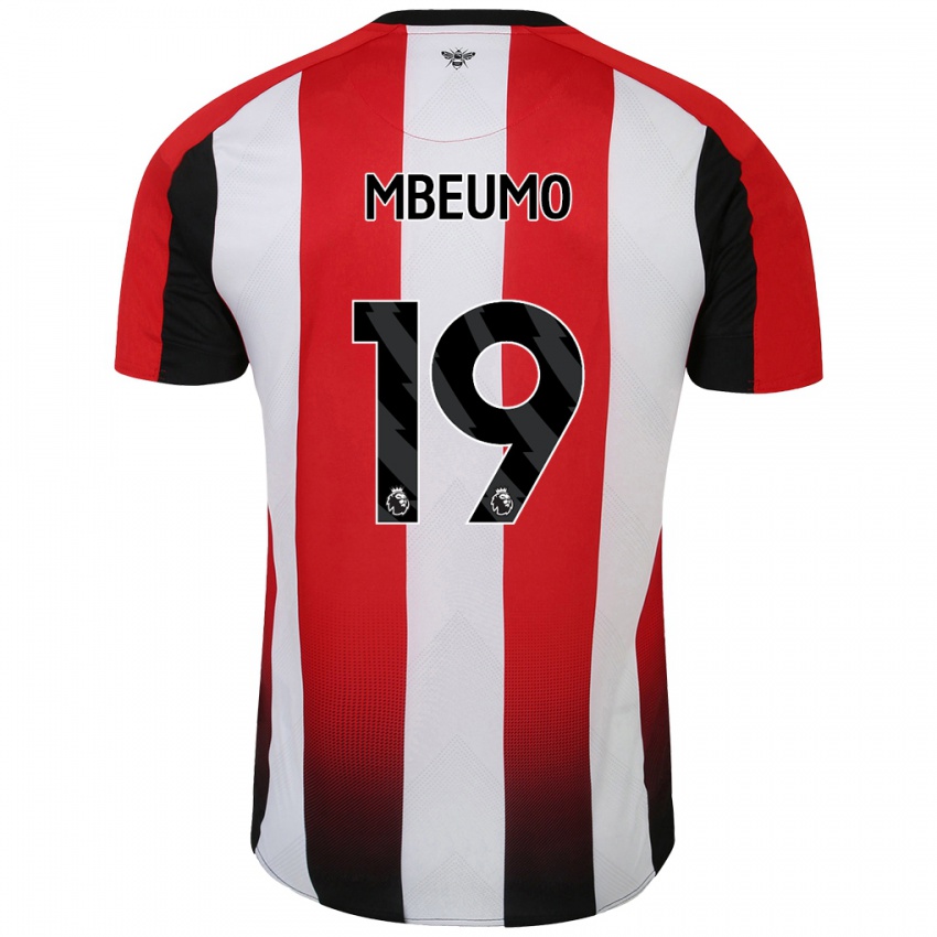 Criança Camisola Bryan Mbeumo #19 Vermelho Branco Principal 2024/25 Camisa Brasil