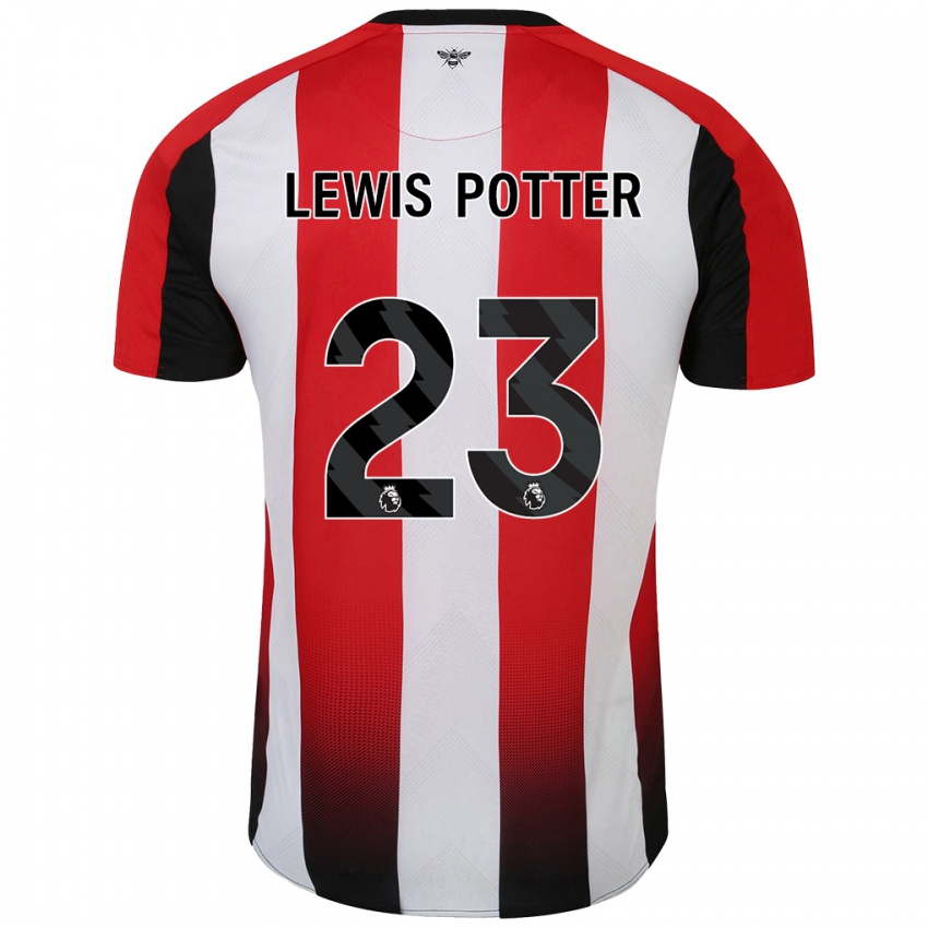 Criança Camisola Keane Lewis-Potter #23 Vermelho Branco Principal 2024/25 Camisa Brasil