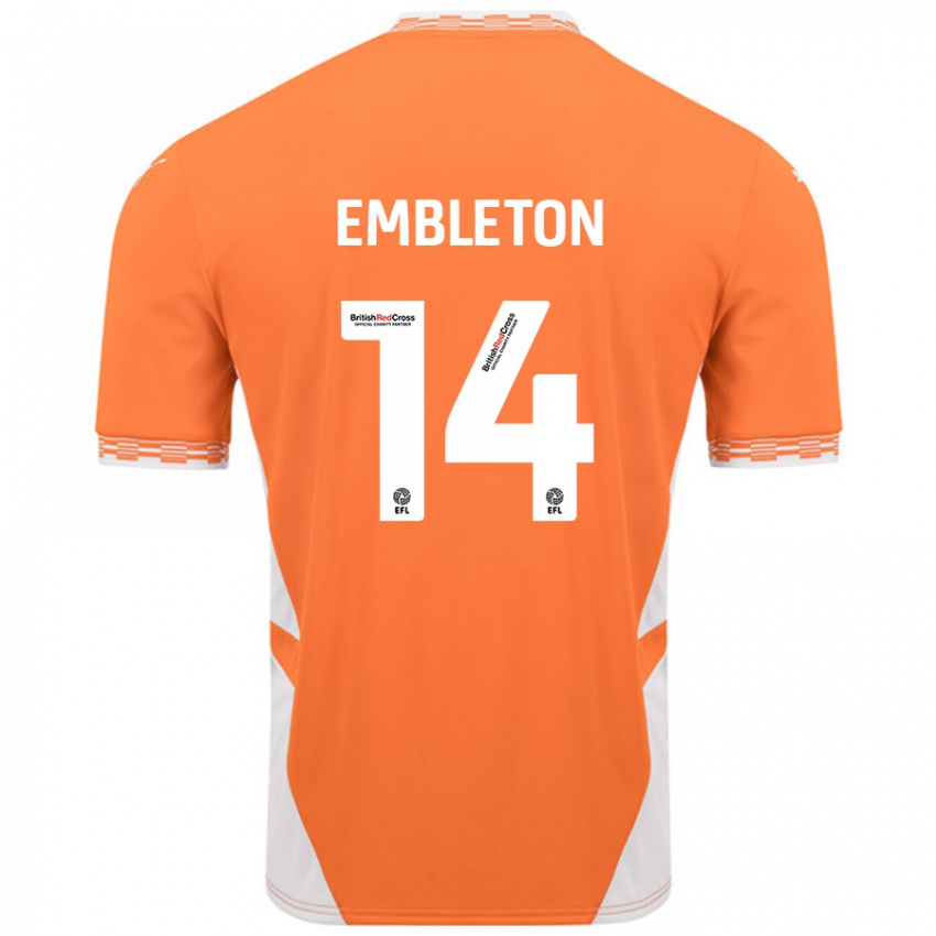 Criança Camisola Elliot Embleton #14 Branco Laranja Principal 2024/25 Camisa Brasil