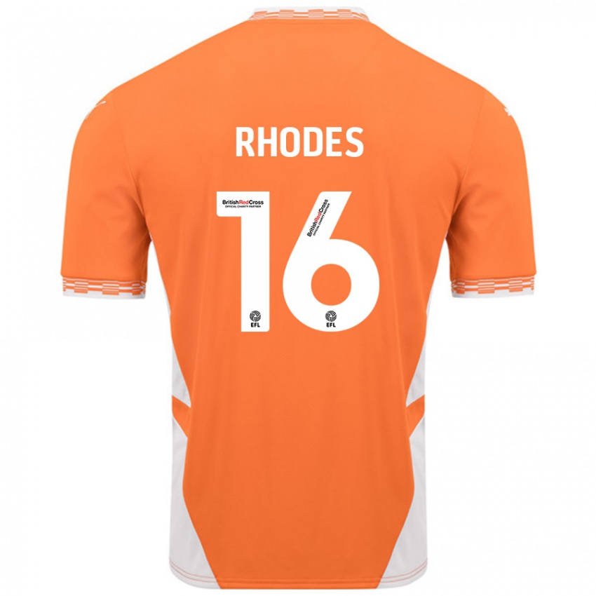 Criança Camisola Jordan Rhodes #16 Branco Laranja Principal 2024/25 Camisa Brasil