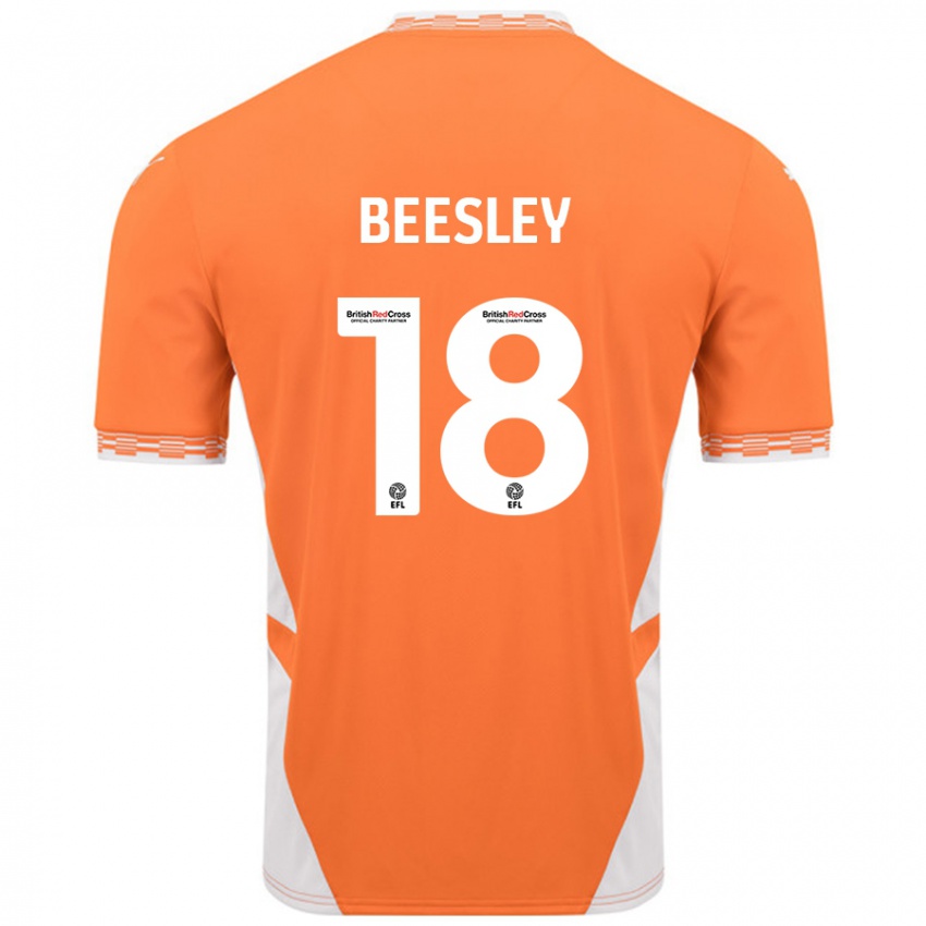 Criança Camisola Jake Beesley #18 Branco Laranja Principal 2024/25 Camisa Brasil