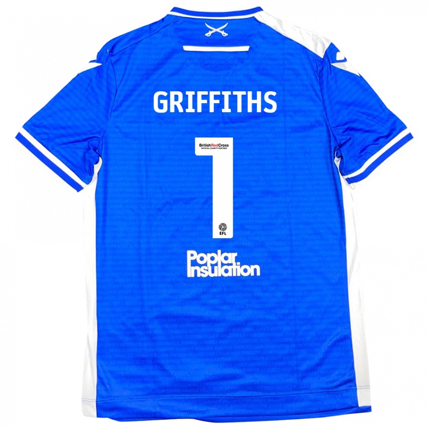 Criança Camisola Josh Griffiths #1 Branco Azul Principal 2024/25 Camisa Brasil