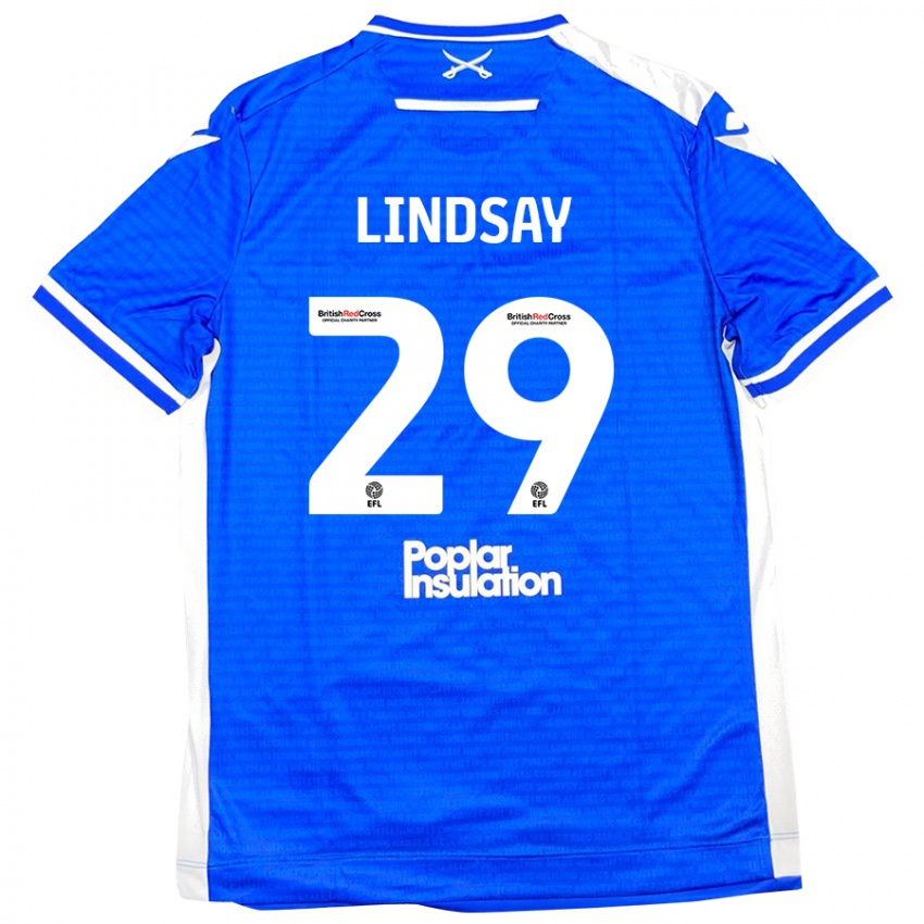 Criança Camisola Jamie Lindsay #29 Branco Azul Principal 2024/25 Camisa Brasil