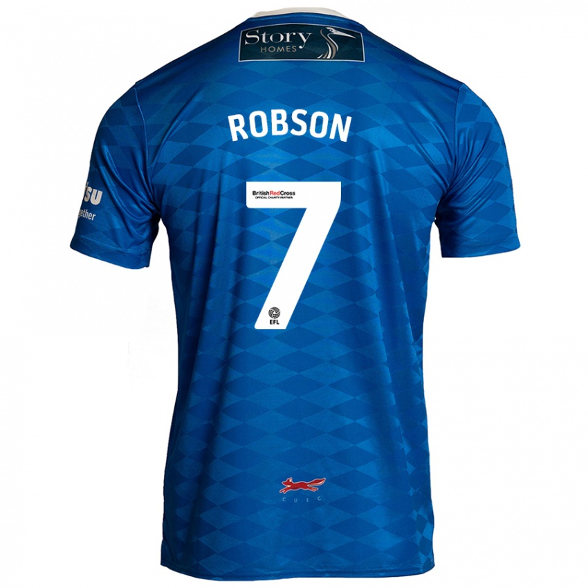 Criança Camisola Ethan Robson #7 Azul Principal 2024/25 Camisa Brasil