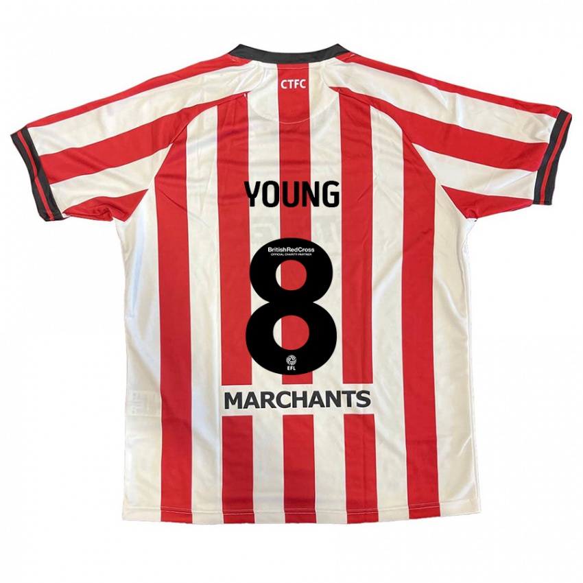 Criança Camisola Luke Young #8 Vermelho Branco Principal 2024/25 Camisa Brasil