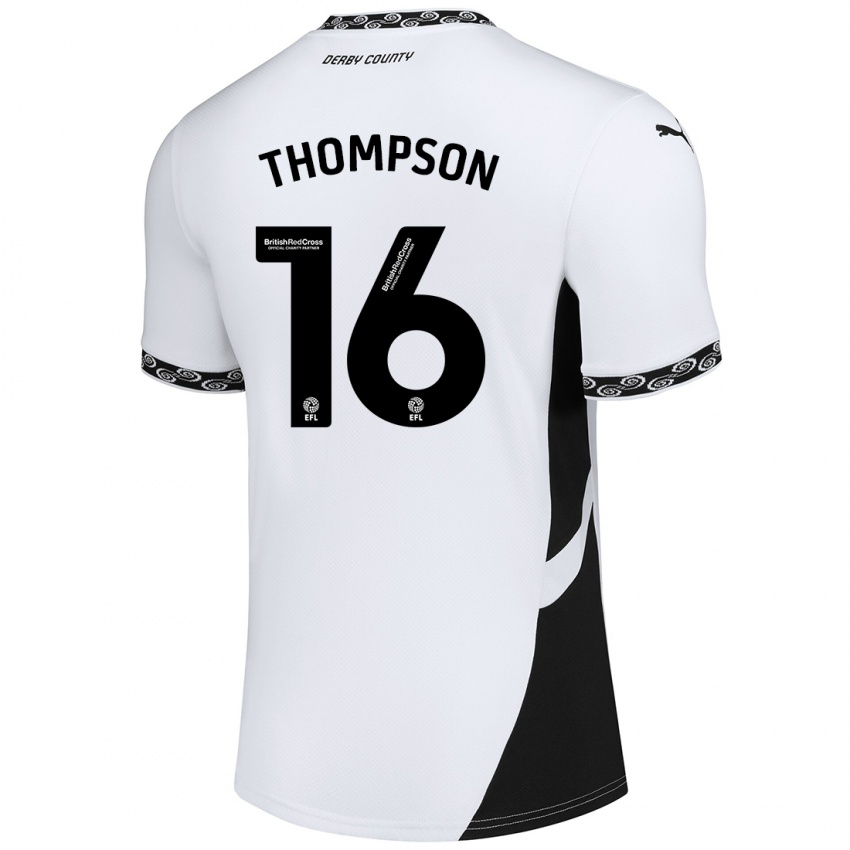 Criança Camisola Liam Thompson #16 Preto Branco Principal 2024/25 Camisa Brasil