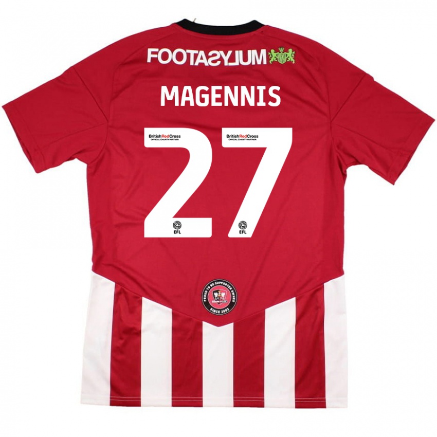 Criança Camisola Josh Magennis #27 Vermelho Branco Principal 2024/25 Camisa Brasil