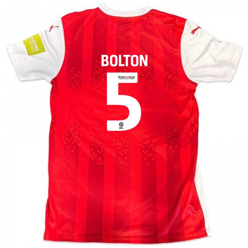 Criança Camisola James Bolton #5 Vermelho Branco Principal 2024/25 Camisa Brasil