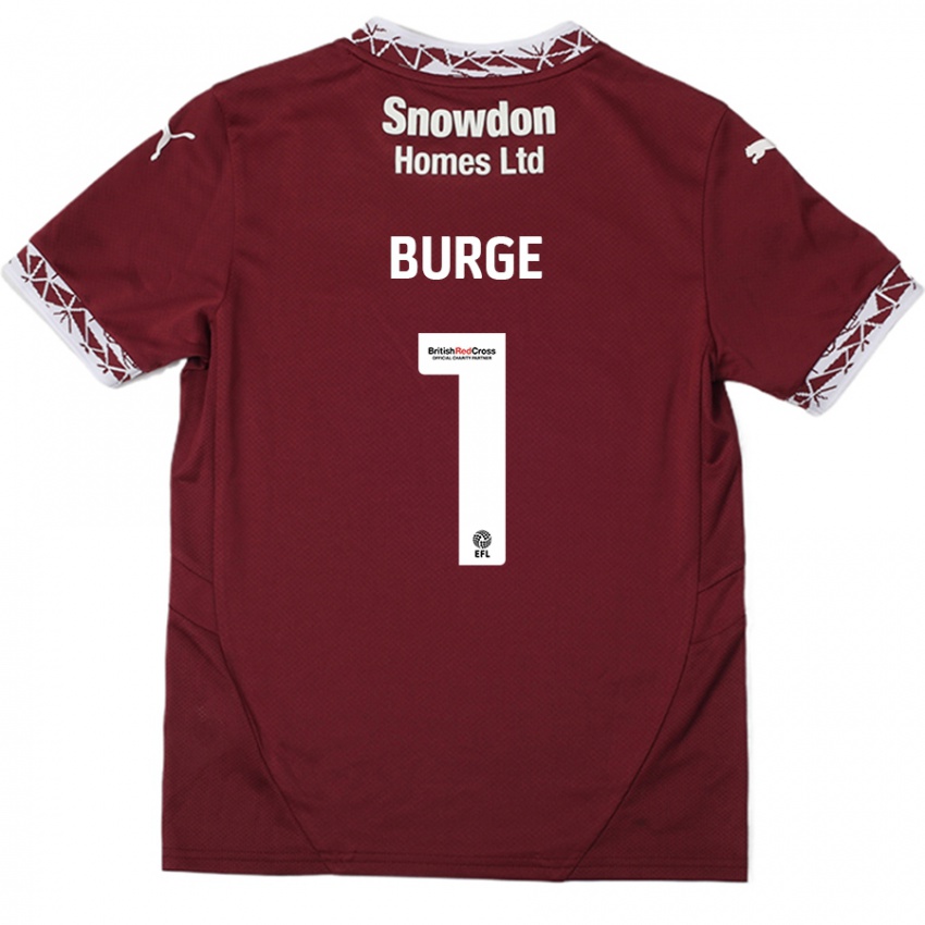 Criança Camisola Lee Burge #1 Borgonha Principal 2024/25 Camisa Brasil