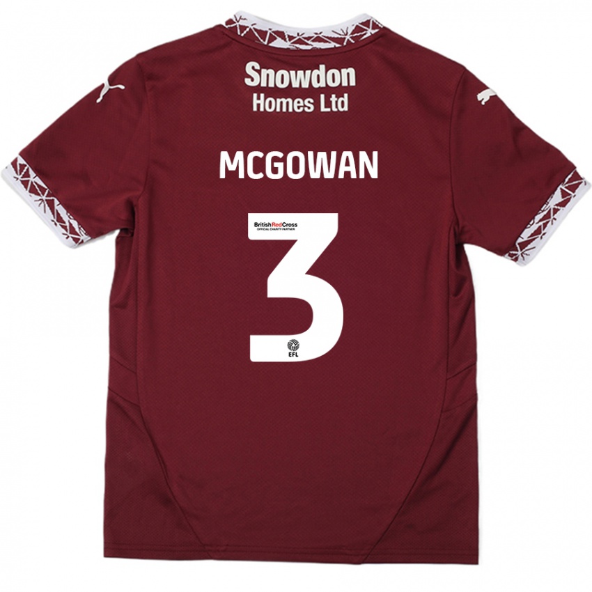 Criança Camisola Aaron Mcgowan #3 Borgonha Principal 2024/25 Camisa Brasil