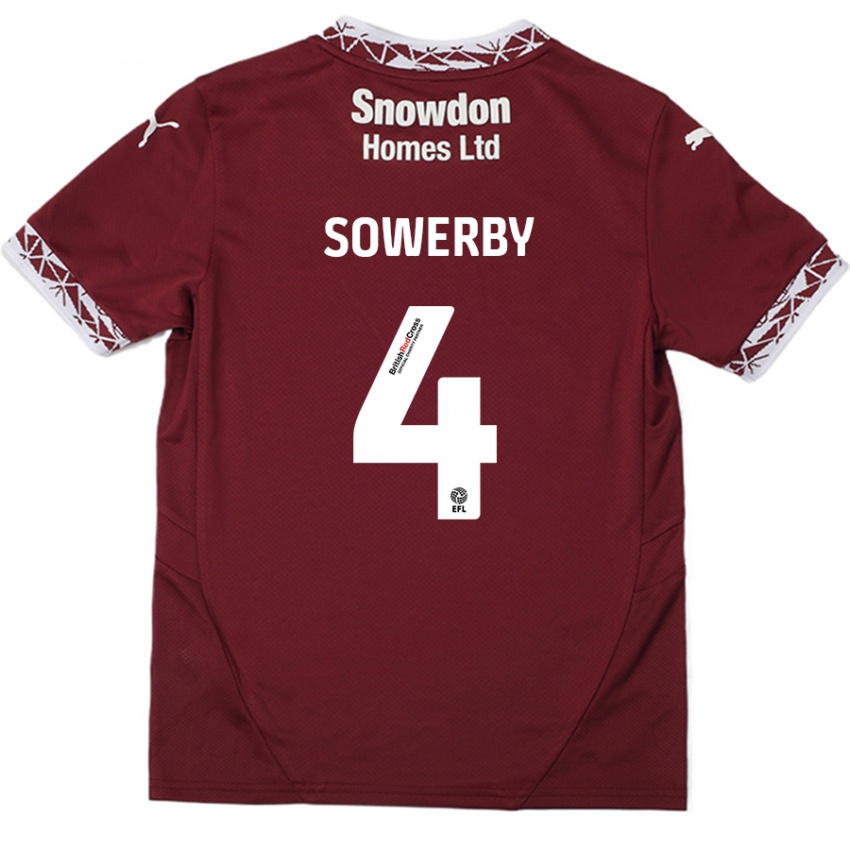 Criança Camisola Jack Sowerby #4 Borgonha Principal 2024/25 Camisa Brasil