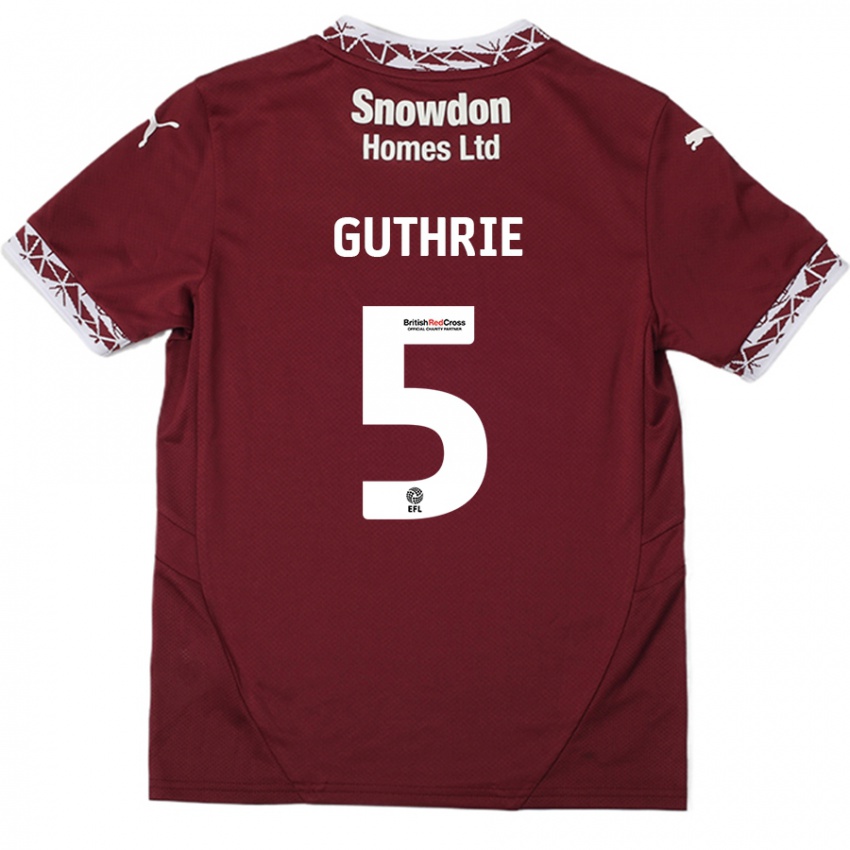 Criança Camisola Jon Guthrie #5 Borgonha Principal 2024/25 Camisa Brasil