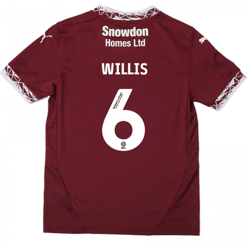 Criança Camisola Jordan Willis #6 Borgonha Principal 2024/25 Camisa Brasil