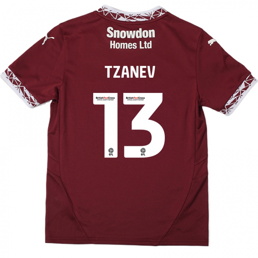 Criança Camisola Nik Tzanev #13 Borgonha Principal 2024/25 Camisa Brasil