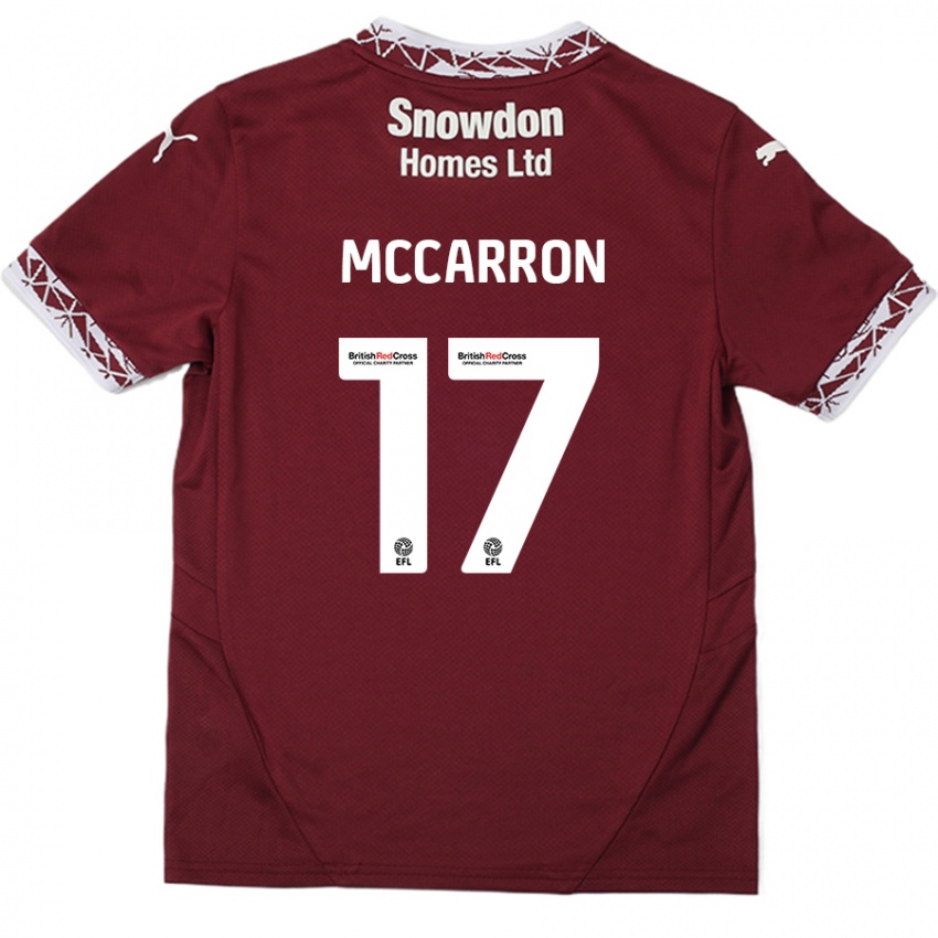 Criança Camisola Liam Mccarron #17 Borgonha Principal 2024/25 Camisa Brasil