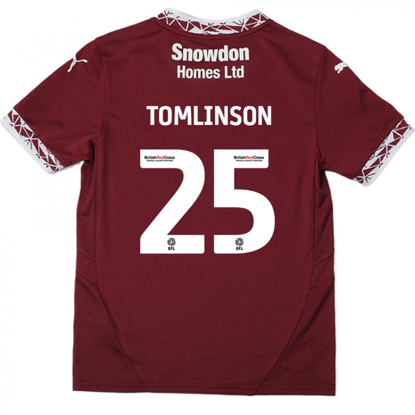 Criança Camisola Josh Tomlinson #25 Borgonha Principal 2024/25 Camisa Brasil